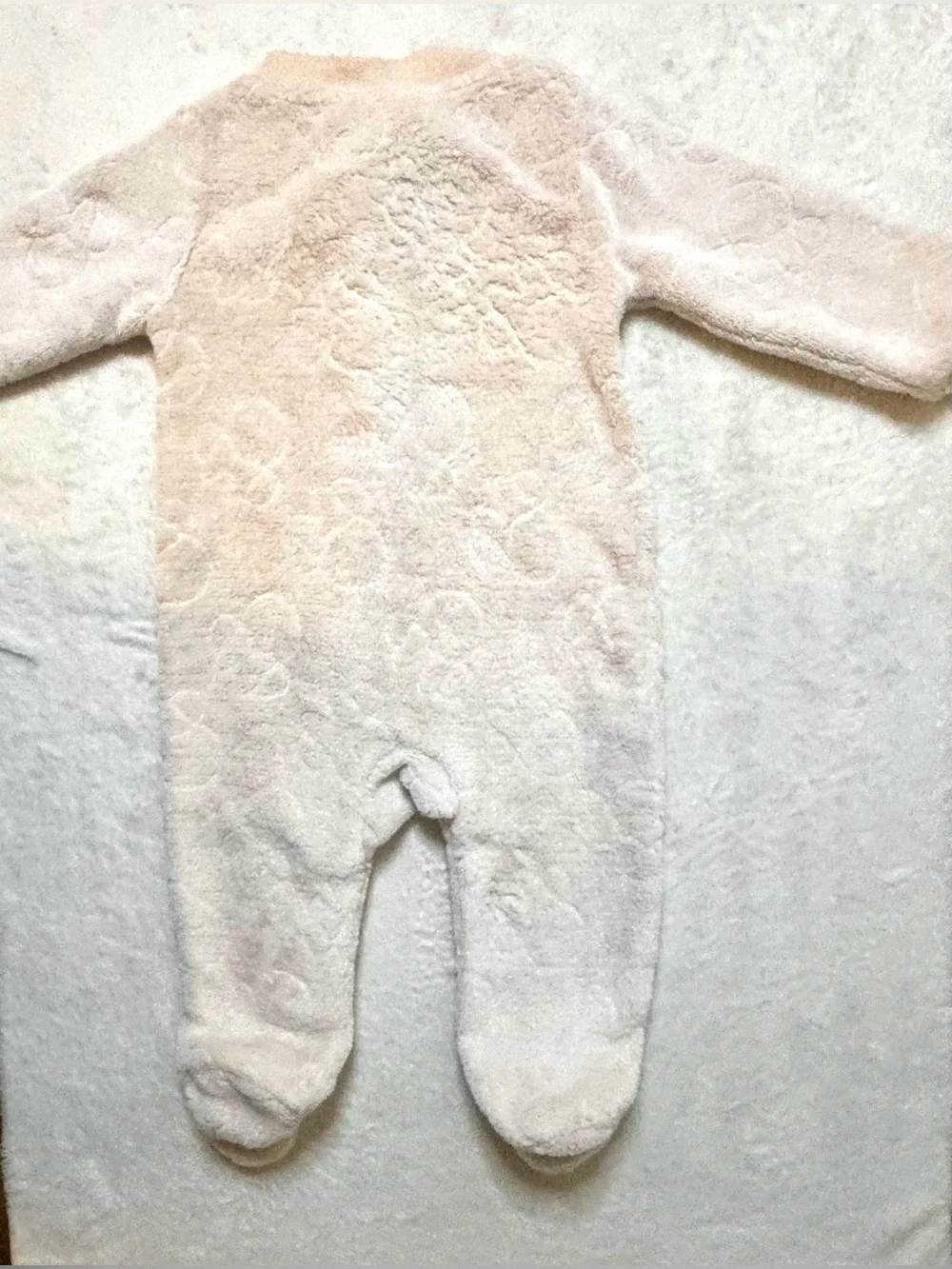Disney Baby 3-6 month Plush Baby One-Piece Footed Romper in Light Cream